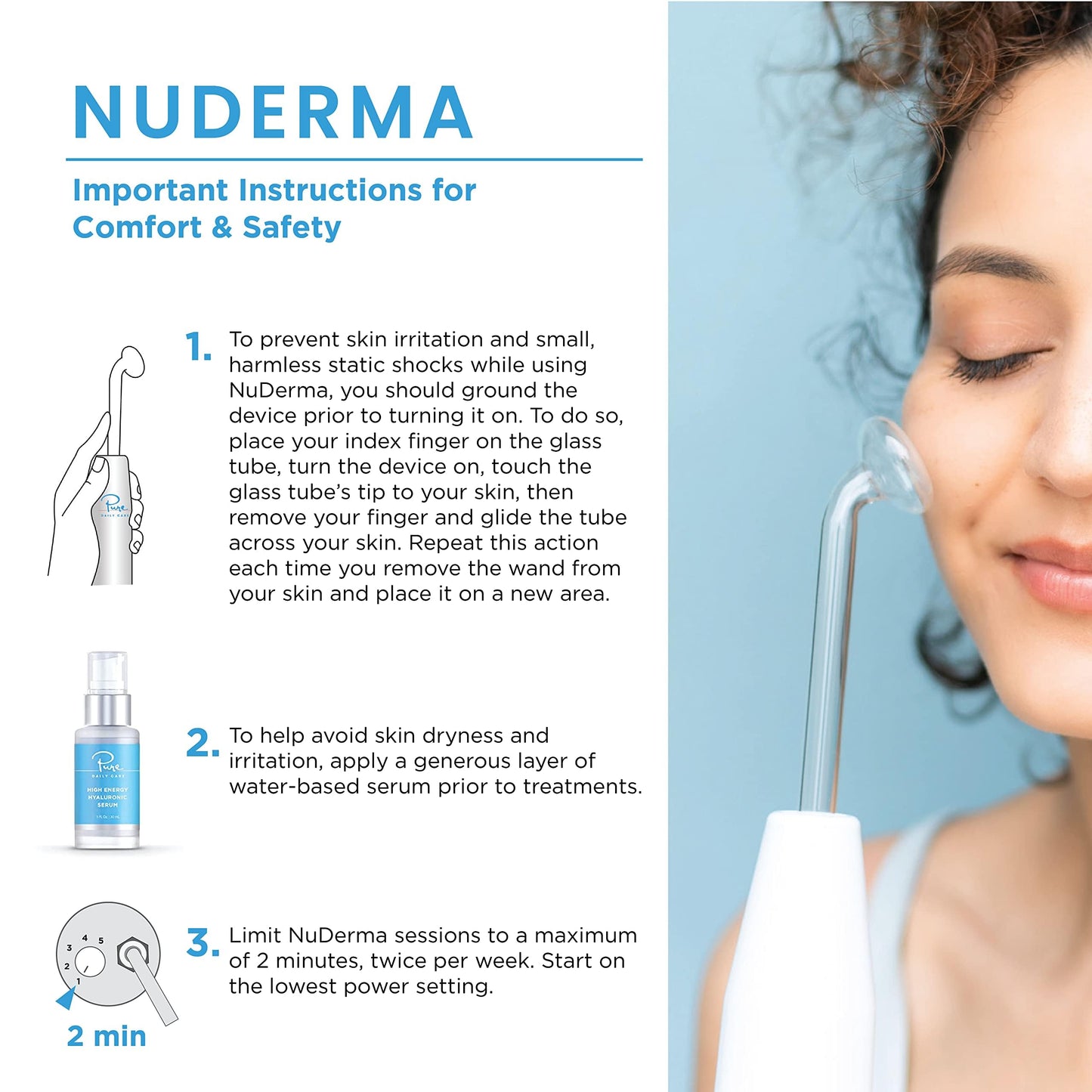 NuDerma Clinical Skin Therapy Wand - Portable Skin Therapy Machine w 6 Fusion Neon + Argon Wands – Anti Aging - Clarifying - Skin Tightening & Radiance - Wrinkle Reducing