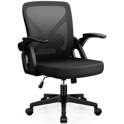 FelixKing Office Chair - Ergonomic Desk Chair Breathable Mesh Task with Wheels and Lumbar Support Home Desk Office Chairs with Flip up Armrest Rolling Swivel for Home Computer Black