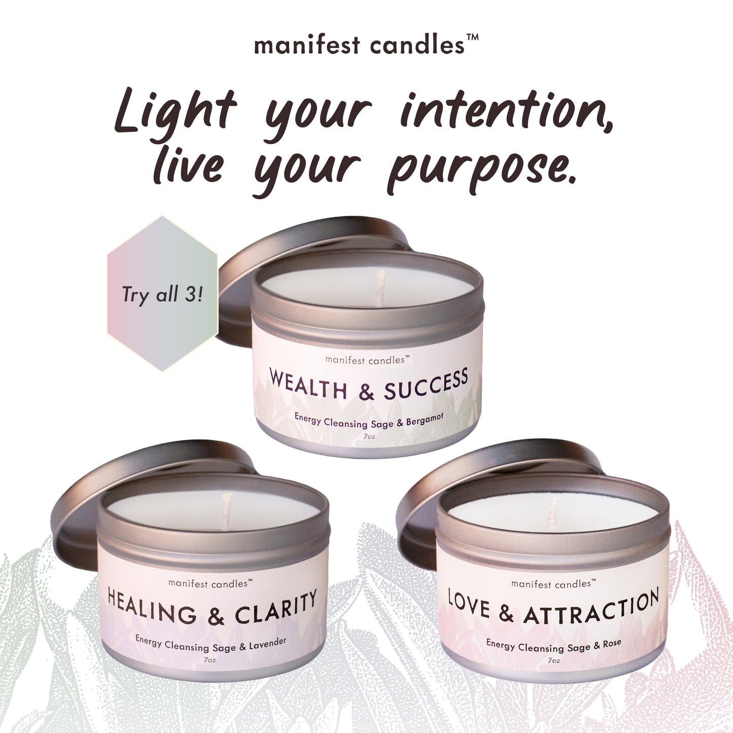 Manifest Candles Love Candle to Attract Love, 45 Hour Burn, Sage & Rose Candle, Romantic Candles, Spiritual Meditation Candles with Manifestation Crystals Bracelets for Women