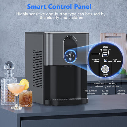 Nugget Ice Makers Countertop, Pebble Ice Maker Machine with Dispenser 44lbs/24H, Soft Chewable Pellet Ice Machine, 3.3lbs Ice Storage, Self-Cleaning Ice Maker for Home/Kitchen/Party/Office, Black