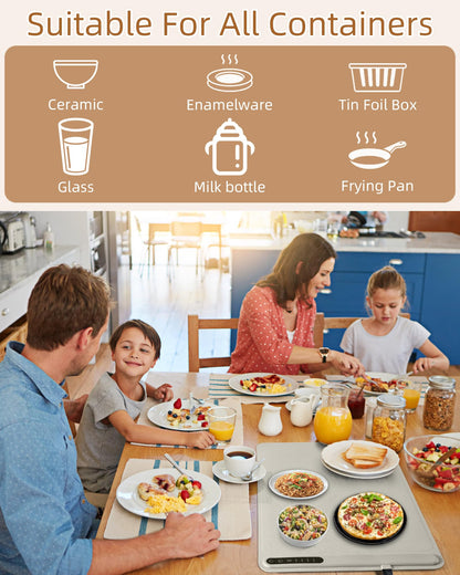 Silicone Electric Warming Mat for Food 3-Temperature,Food Warmer for Buffet Parties, Restaurants & Dinner, Easy-to-Clean Heating Tray to Keep Meals Warm 15.7”x23.6”(Skiing&Gray)