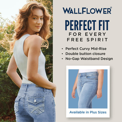 WallFlower Women's InstaStretch Luscious Curvy Bootcut Jeans, Heidi, 9 Long