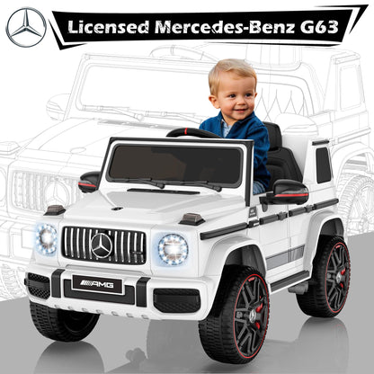 ANPABO Licensed Mercedes-Benz G63 Car for Kids, 12V Ride on Car w/Parent Remote Control, LED Headlights, Music Player & Horn, Soft Start, Low Battery Prompt, Kids Electric Car, White