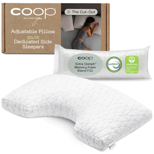 Coop Home Goods Original Cut-Out Adjustable Pillow, Queen Size Bed Pillows for Neck & Head Support, Memory Foam Pillows - Medium Firm for Side Sleeper, CertiPUR-US/GREENGUARD Gold