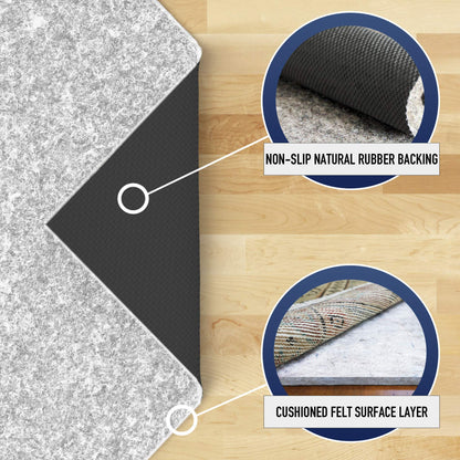 RUGPADUSA - Dual Surface - 9'x12' - 1/4" Thick - Felt + Rubber - Non-Slip Backing Rug Pad - Safe for All Floors