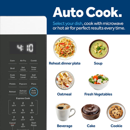 GE GCST10A1WSS 1.0 Cu Ft Convection Microwave Oven, 1050W Countertop Air Fry Microwave with Broil & Crisper Pan, Compact Stainless Steel Design