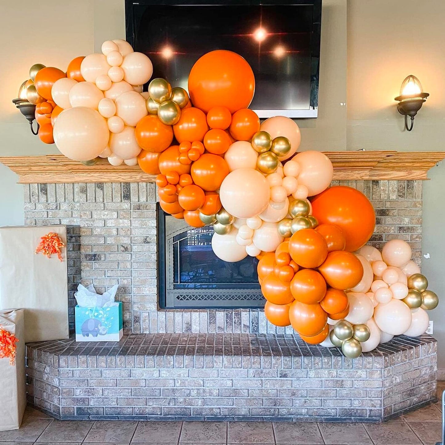 RUBFAC Orange Balloons Different Sizes 105pcs 5/10/12/18 Inch for Garland Arch, Premium Party Latex Balloons for Birthday Party, Baby Shower, Wedding, Gender Reveal, Graduation Party Decoration