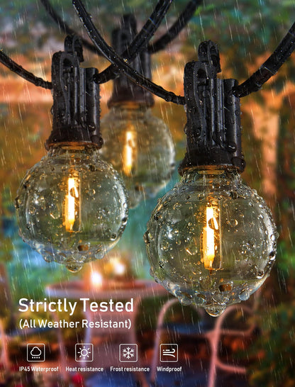 Brightown Outdoor String Lights - Connectable Dimmable LED Patio String Lights with G40 Globe Plastic Bulbs, All Weatherproof Hanging Lights for Outside Backyard Porch (50 ft - 25 LED Bulbs)