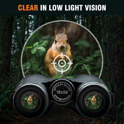 18x56 HD Binoculars for Adults High Powered with Phone Adapter and Tripod, Super Powerful BAK4 Prism FMC Waterproof Binoculars with Clear Low Light Vision, Binoculars for Hunting Bird Watching Travel