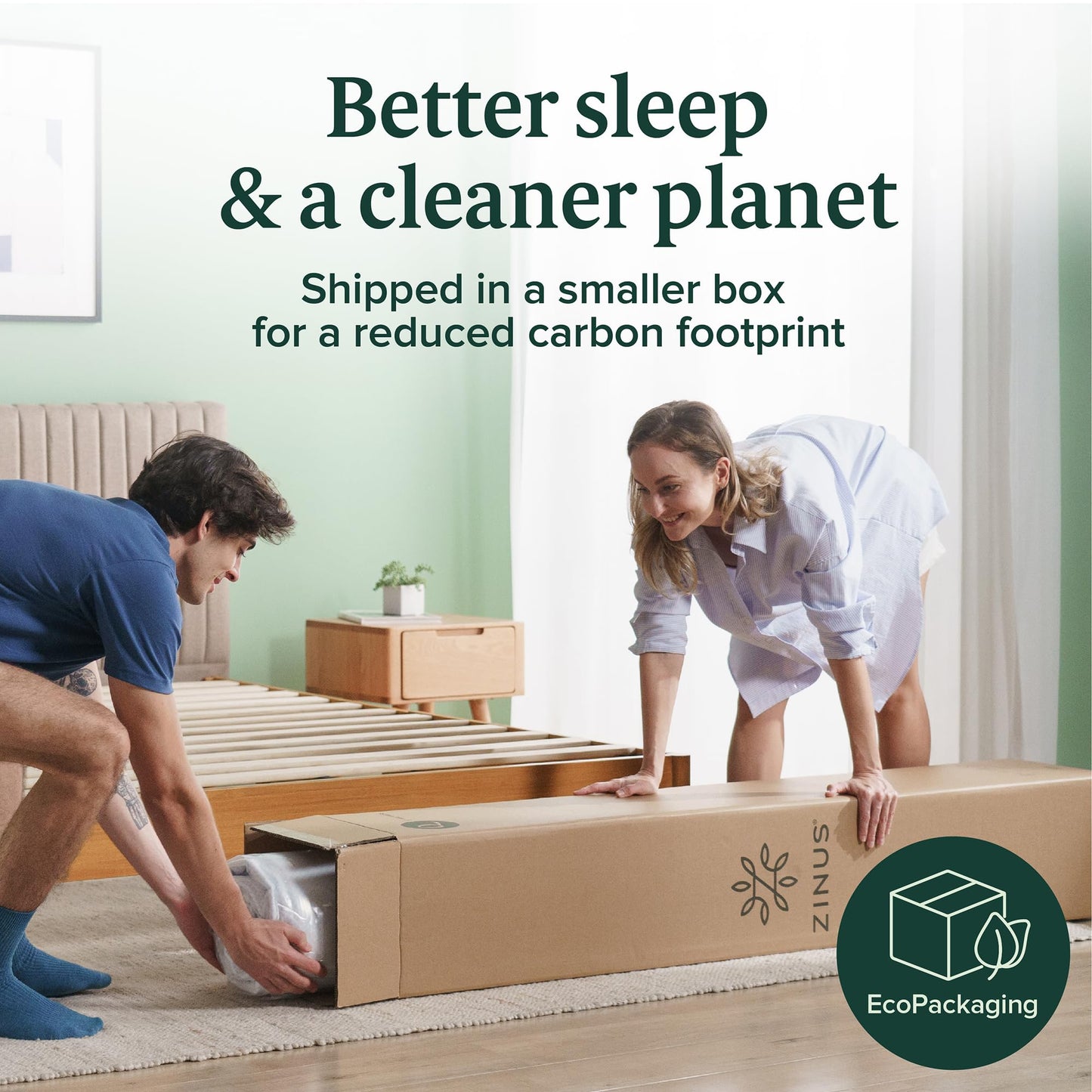 Zinus 6 Inch Full Green Tea Memory Foam Mattress [New Version], Fiberglass Free, Medium Firm Feel, Zoned Pressure Relief, Certified Safe Foams & Fabric, Mattress in A Box