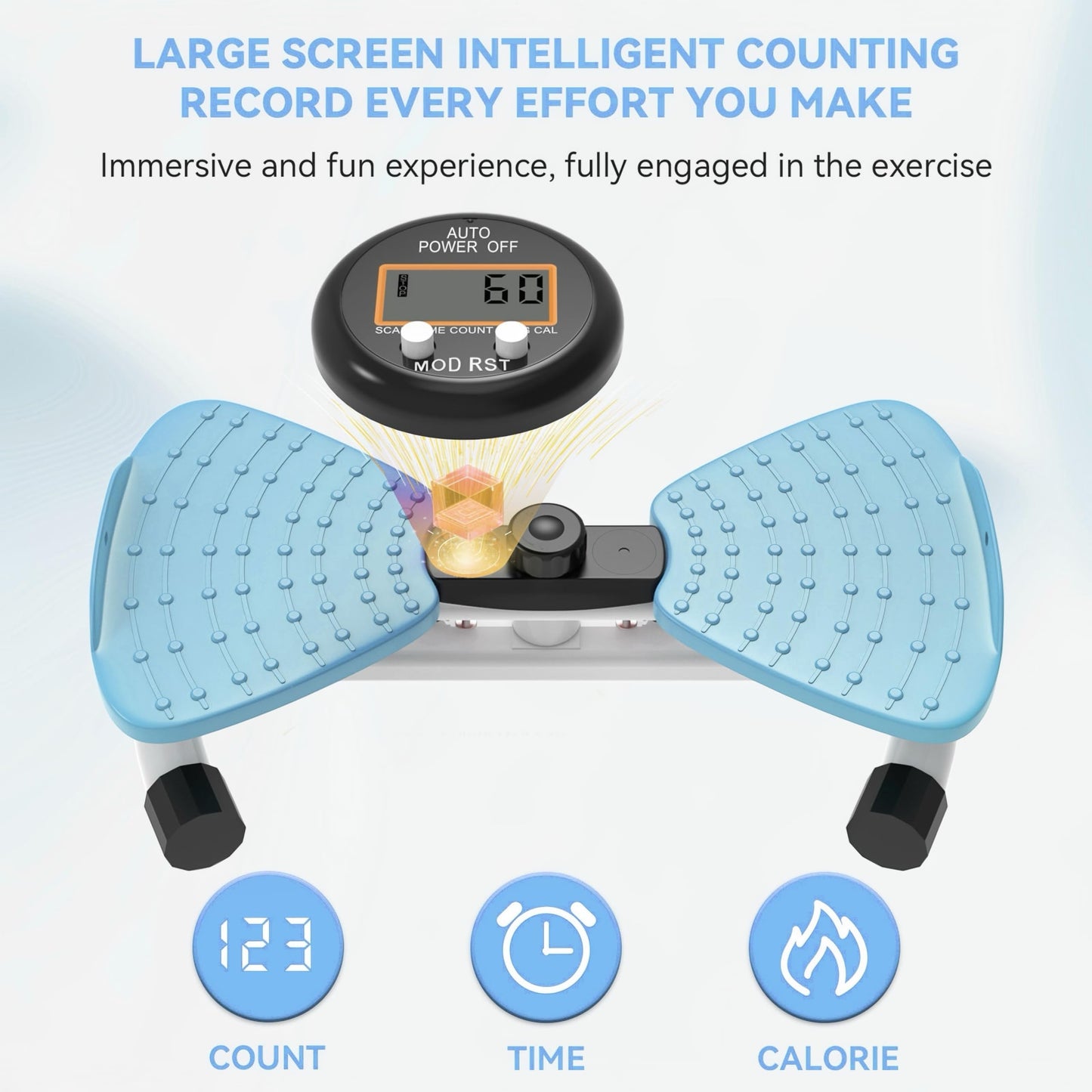 Waist Twister Machine, Adjustable Exercise Twist Board for Women Men, Noiseless Ab Twister for Home Gym Equipment, 330 lbs Capacity | Track Time, Reps, Calories with Digital Display (Blue)
