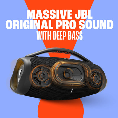 JBL Boombox 3 Black Portable Bluetooth Speaker with Massive Sound, Deepest Bass, IPX7 Waterproof, 24H Playtime, PartyBoost
