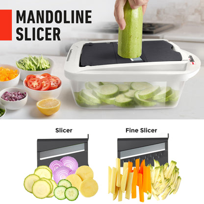 Mueller Pro-Series 10-in-1, 8 Blade Vegetable Chopper, Onion Mincer, Cutter, Dicer, Egg Slicer with Container, French Fry Cutter, Potato Slicer, Home Essentials & Kitchen Gadgets, Salad Chopper