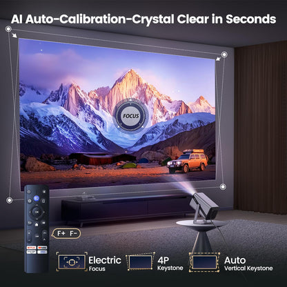 Netflix-Licensed/ Dolby Audio/- Smart 4K Projector with WiFi 6 and 2-Way Bluetooth, Electric Focus & Auto Keystone, 360°Adjustable Stand, iWIMIUS 1080P Mini Portable Outdoor Proyector w/ HDMI ARC