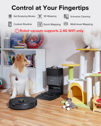 roborock Q5 Pro+ Robot Vacuum and Mop, Self-Emptying, 5500 Pa Max Suction, DuoRoller Brush, Hands-Free Cleaning for up to 7 Weeks, Precise Navigation, Perfect for Hard Floors, Carpets, and Pet Hair