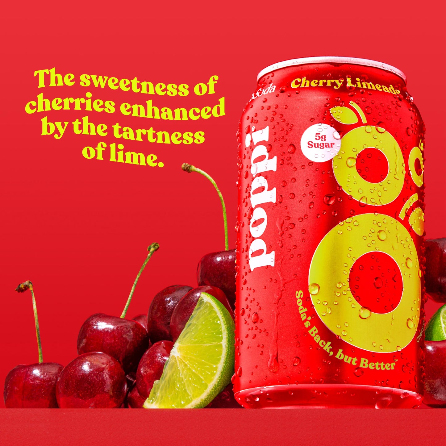 Poppi Sparkling Prebiotic Soda Beverage with Apple Cider Vinegar, Seltzer Water and Fruit Juice, Cherry Limeade Flavor, 12 Fl Oz, Pack of 12, Packaging May Vary