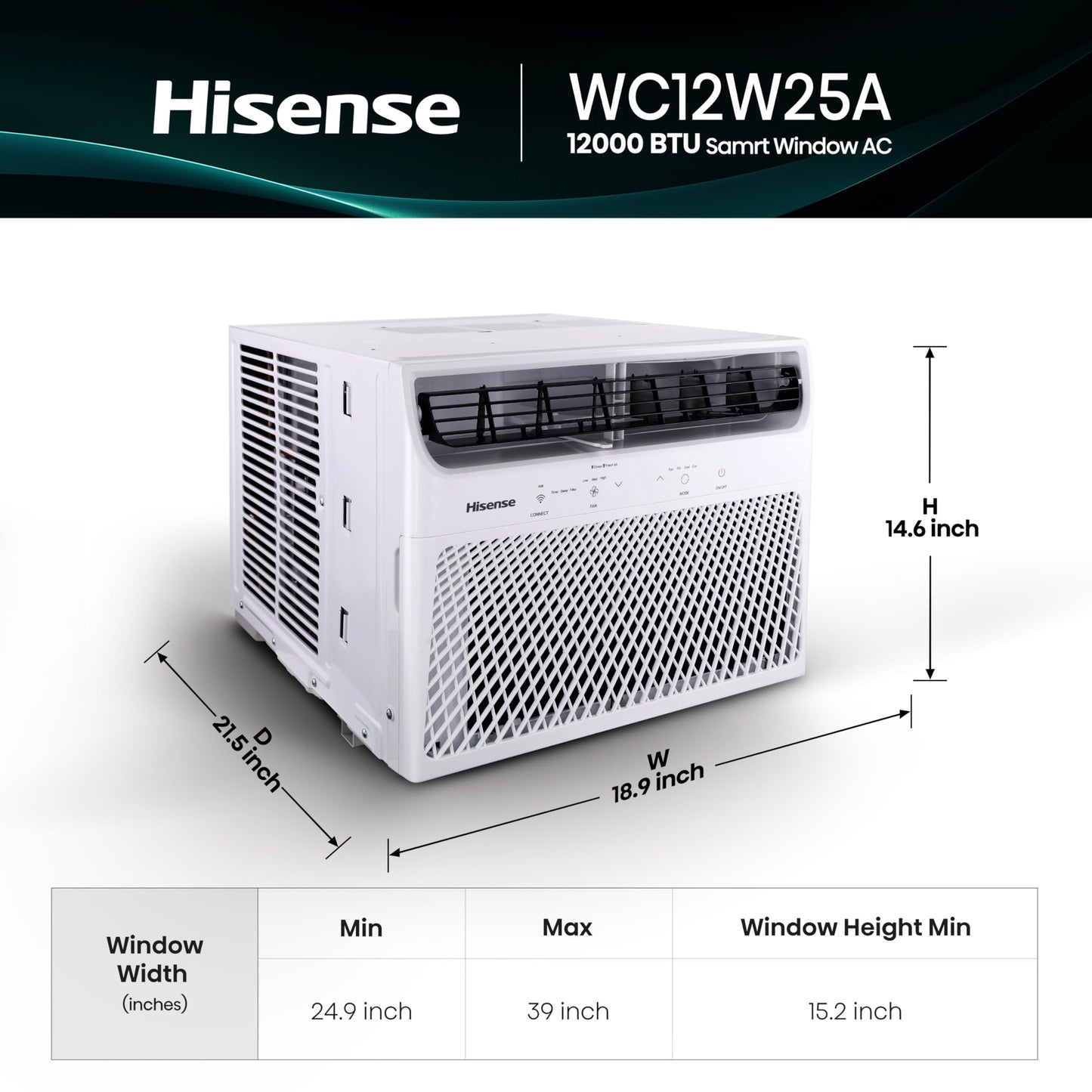 Hisense WC12W25A 12,000 BTU Smart Window Air Conditioner, White