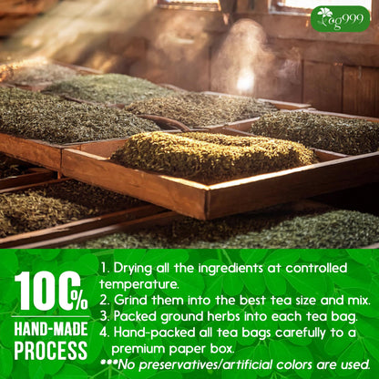 TOG999, Premium 20 Tea bags Super Moringa Herbal Tea, Special Blend of Moringa Leaves, Spearmint Leaves, Ginger, Lemon Peel and Chamomile. No Sugar, No Caffeine, No Gluten, Vegan.