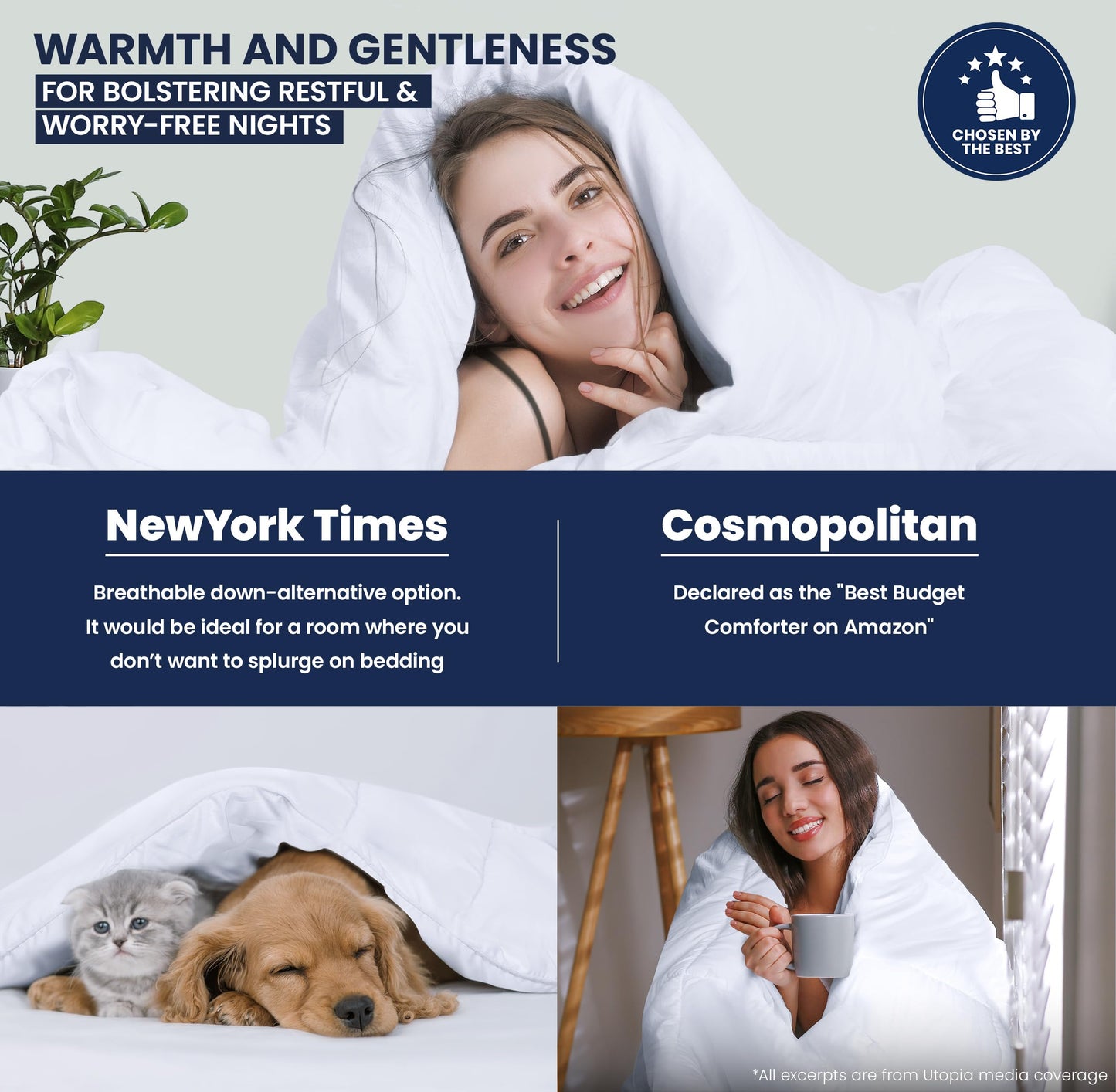 Utopia Bedding Comforter Duvet Insert, Quilted Comforter with Corner Tabs, Box Stitched Down Alternative Comforters King Size (White)