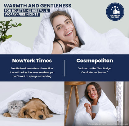 Utopia Bedding Comforter Duvet Insert, Quilted Comforter with Corner Tabs, Box Stitched Down Alternative Comforters King Size (White)