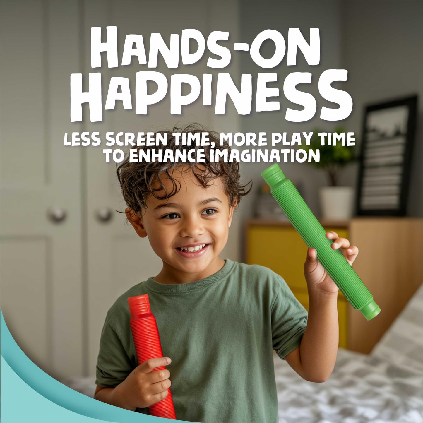 BUNMO Stocking Stuffers for Kids - Pop Tubes - Sensory Toys - Toddler Toys - Imaginative Play & Stimulating Creative Learning - Stocking Stuffers for Toddlers - 4 Pack Large