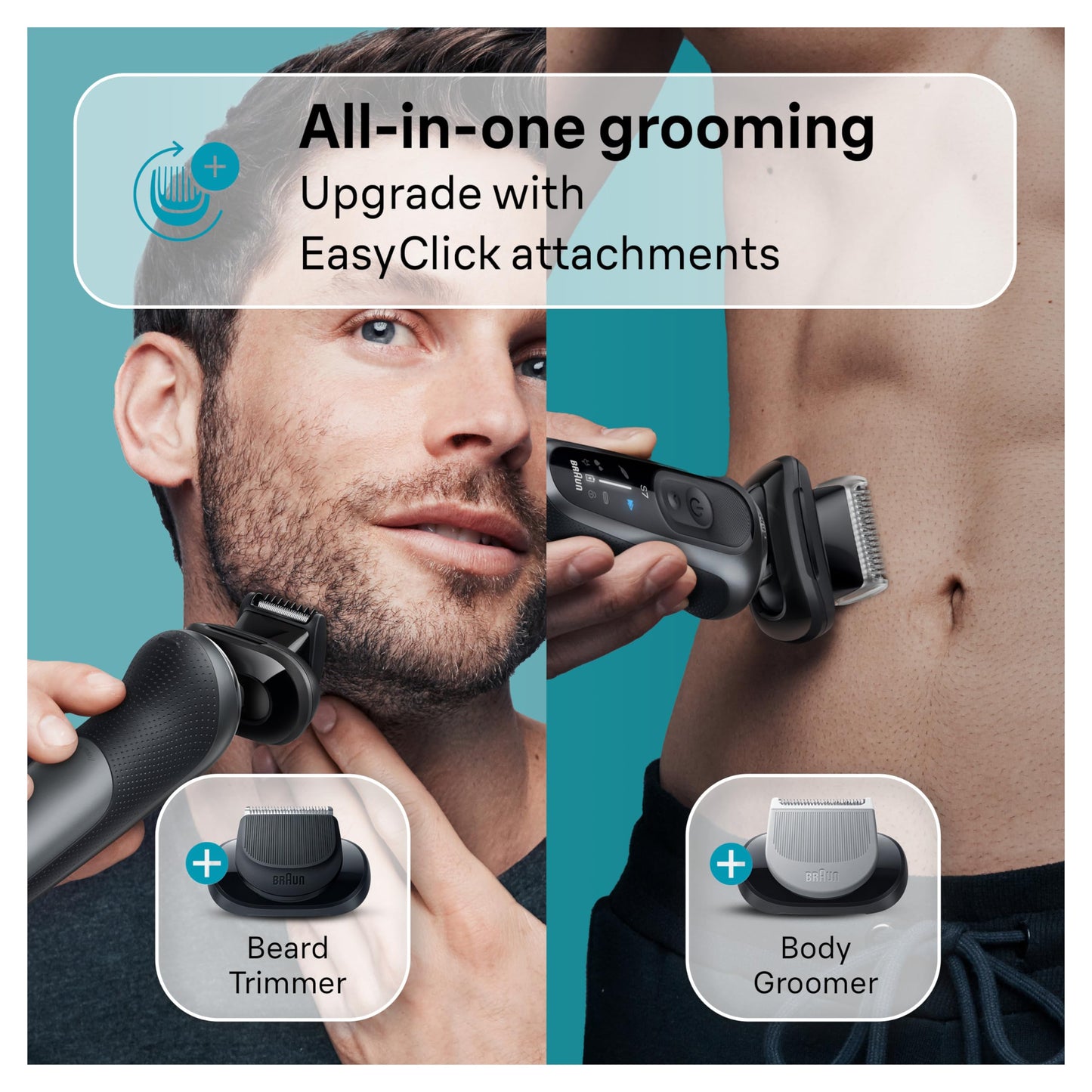 Braun Electric Shaver for Men, Series 7 7177cc, Wet & Dry Shave, Turbo & Gentle Shaving Modes, Waterproof Foil Shaver, Space Grey