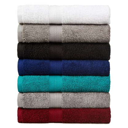 Amazon Basics 6 Piece Oversized Fade resistant Towel set, 100% Cotton towels for bathroom, soft and absorbent, 2 Bath Towels, 2 Hand Towels and 2 Washcloths bathroom towel set, Navy Blue