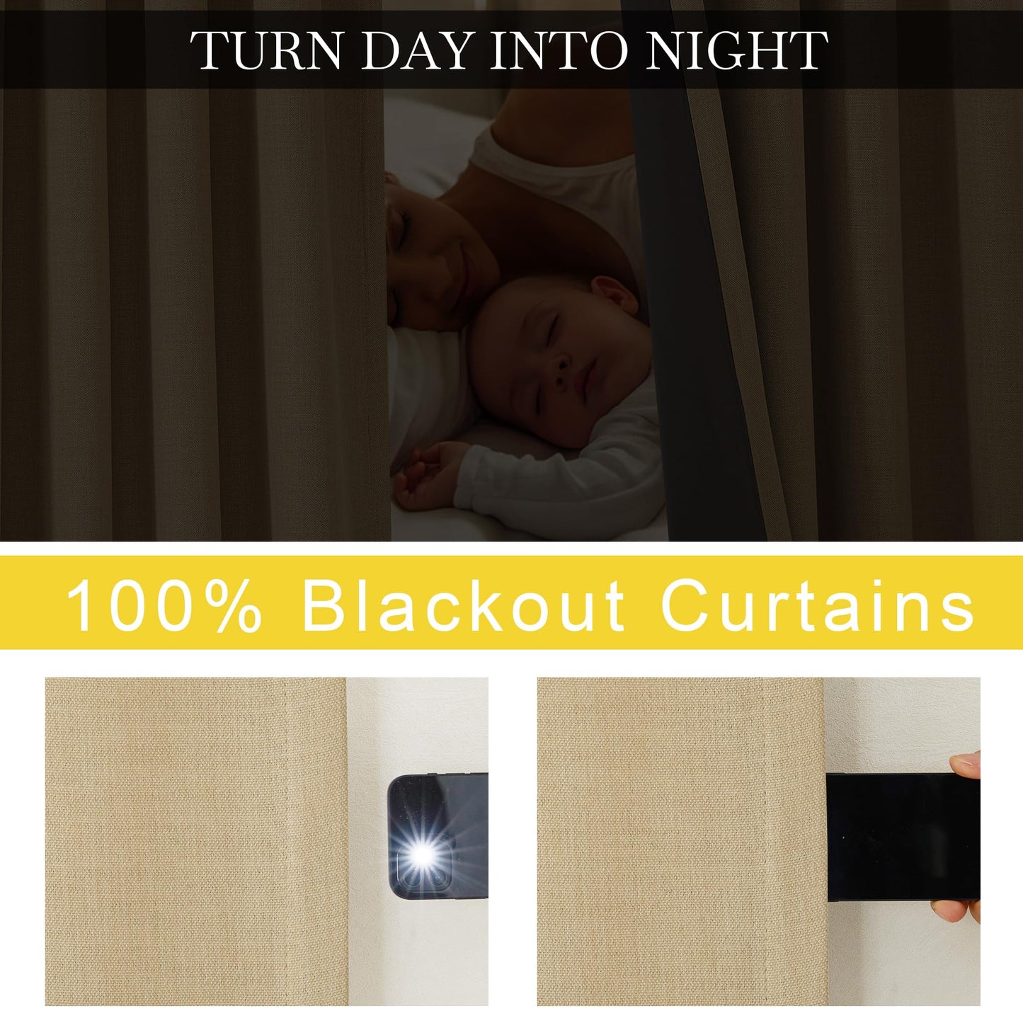 NICETOWN 100% Blackout Faux Linen Curtains for Bedroom, Pinch Pleated Cold/Sun Blocking Thermal Curtains Thick Window Treatments for Living Room/Farmhouse, Oatmeal, 2 Panels, W50 x L96