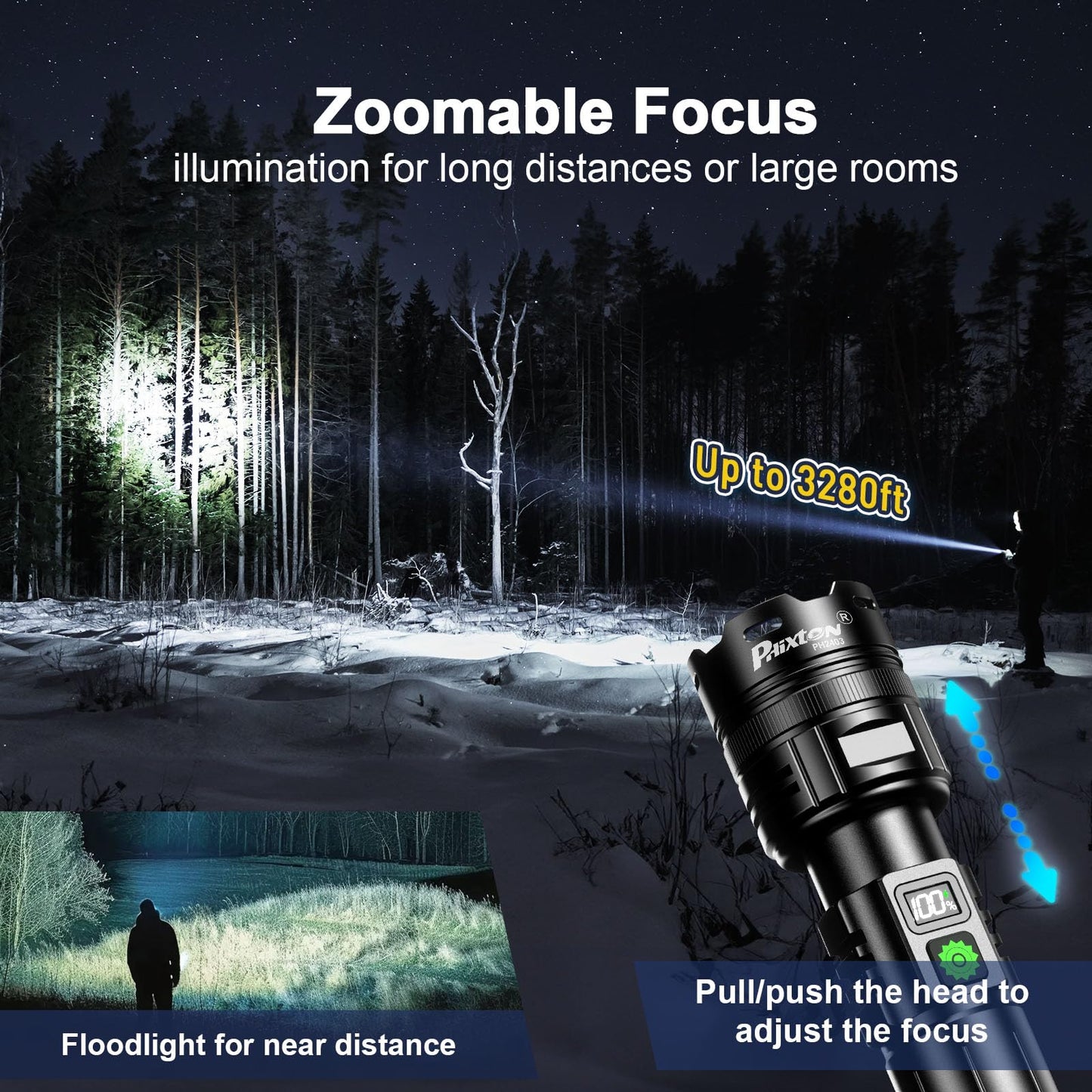 Rechargeable Flashlights 1000000 High Lumens Single One Mode Super Bright, High Powered LED Flashlight USB C, High Beam 3280 ft Long Lasting Powerful Heavy Duty Strong Flash Light For Security Hiking