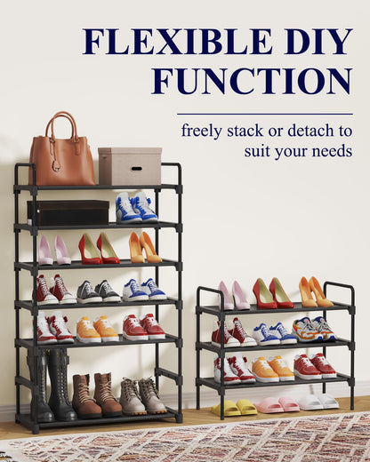 Kitsure Shoe Rack for Closet, Sturdy and Long-Lasting Shoe Shelf, Shoe Rack for Entryway, Personalized DIY Shoe Organizer, Shoe Rack Organizer for Space-Saving, 27.6" x 11.8" x 22.6", Black