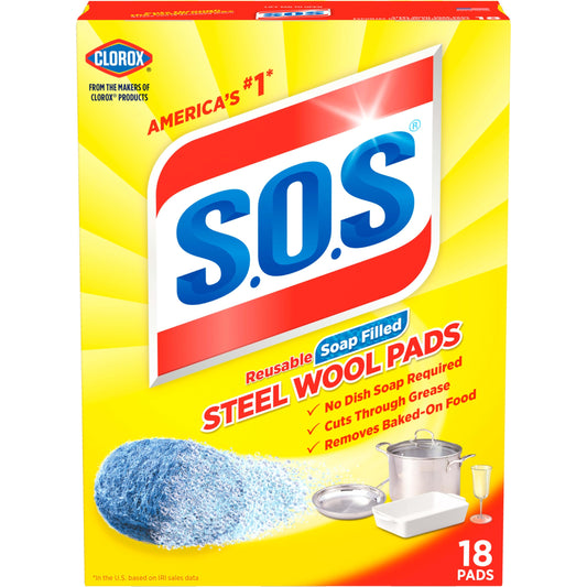 S.O.S Steel Wool Soap Pads, 18 Count