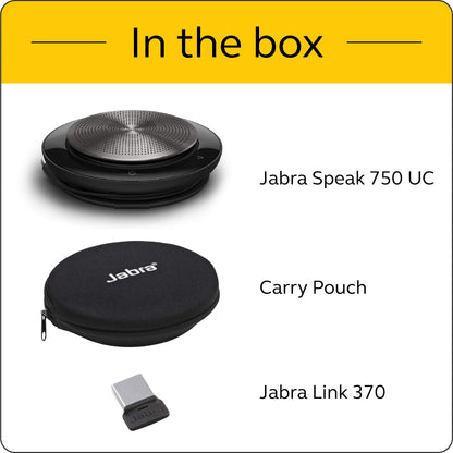 Jabra Speak 750 UC Wireless Bluetooth Speakerphone with Link 370 USB Adapter – Portable Conference Speaker for Holding Meetings Anywhere with Premium Audio - Certified for Zoom & Google Meet