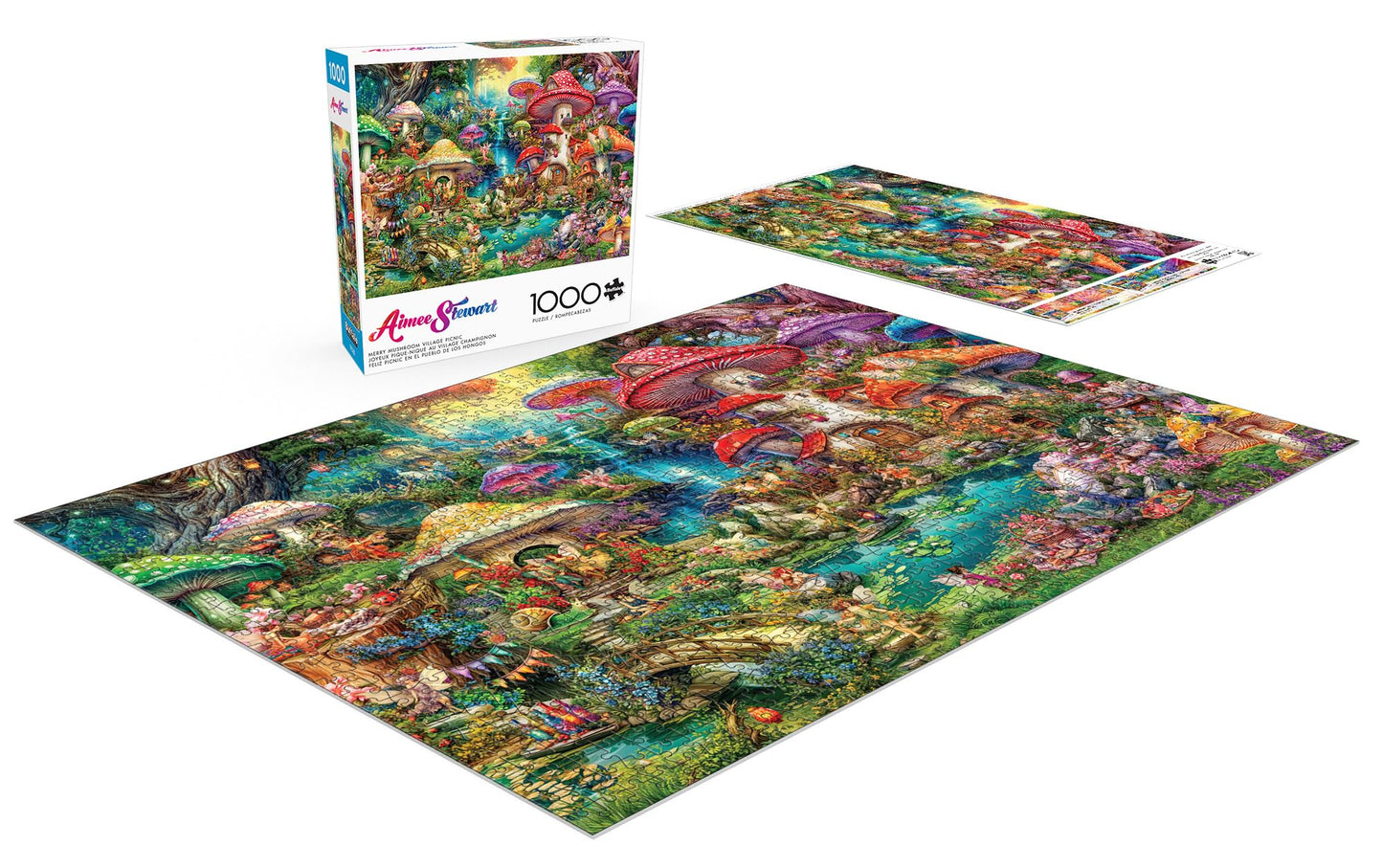 Buffalo Games - Aimee Stewart - Merry Mushroom Village Picnic - 1000 Piece Jigsaw Puzzle for Adults Challenging Puzzle Perfect for Game Nights - Finished Puzzle Size is 26.75 x 19.75