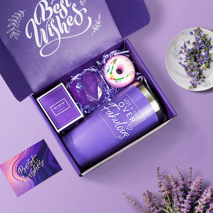 Gifts for Women, Mom, Wife, Girlfriend, Sister, Her - Happy Birthday Gifts, Mothers Day Gifts - Personalized Lavender Relaxation Gift Baskets Set for Women