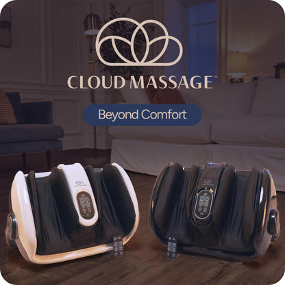 Cloud Massage Shiatsu Foot Massager with Heat - Foot & Calf Massager for Relaxation, Plantar Fasciitis Relief, Neuropathy, Circulation, and Heat Therapy - FSA/HSA Eligible - White, Includes Remote