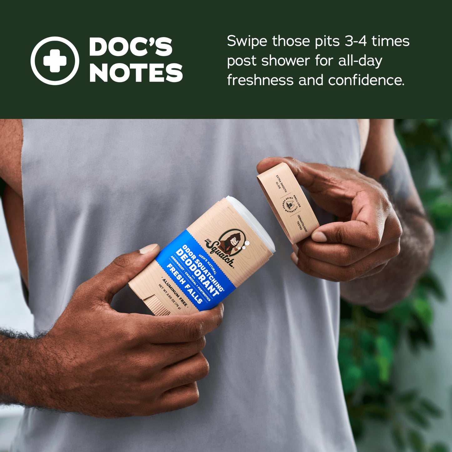 Dr. Squatch Natural Men’s Deodorant – Aluminum Free Natural Deodorant Men with Charcoal & Postbiotics for 72-Hour Odor Protection – Rainforest Rapids + Fresh Falls, 2.65oz Stick (2-Pack)