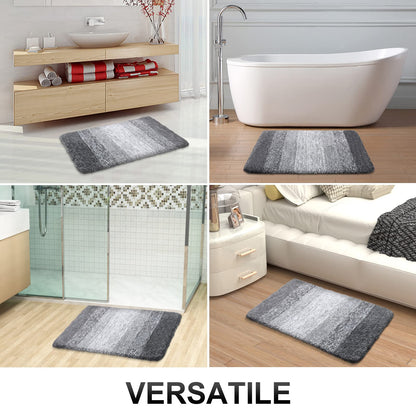 OLANLY Luxury Bathroom Rugs Mat 30x20, Extra Soft and Absorbent Microfiber Bath Rugs, Non-Slip Plush Shaggy Bath Carpet, Machine Wash Dry, Bath Mat for Bathroom Floor, Tub and Shower, Grey