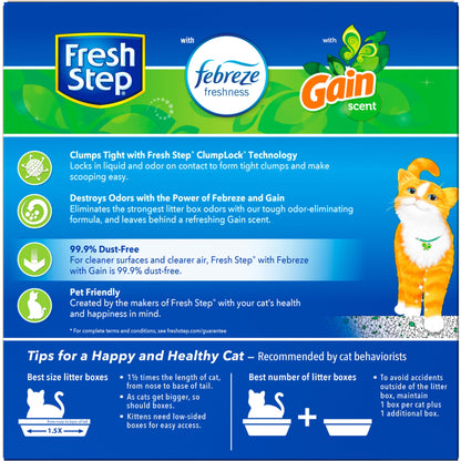 Fresh Step Clumping Cat Litter with Febreze Gain Scent, Activated Charcoal for Odor Control, 14 Pounds