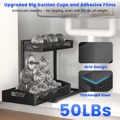 Under Sink Organizer,2 Pack Height Adjustable Under Sink Organizers and Storage, 2 Tier Under Sink Storage for Kitchen Bathroom Cabinet