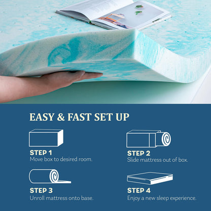 EGO Topper 3 Inch Full Memory Foam Mattress Topper, Gel Foam Mattress Topper for Pressure Relief, Ventilated Design Bed Topper in a Box, CertiPUR-US Certified, Medium