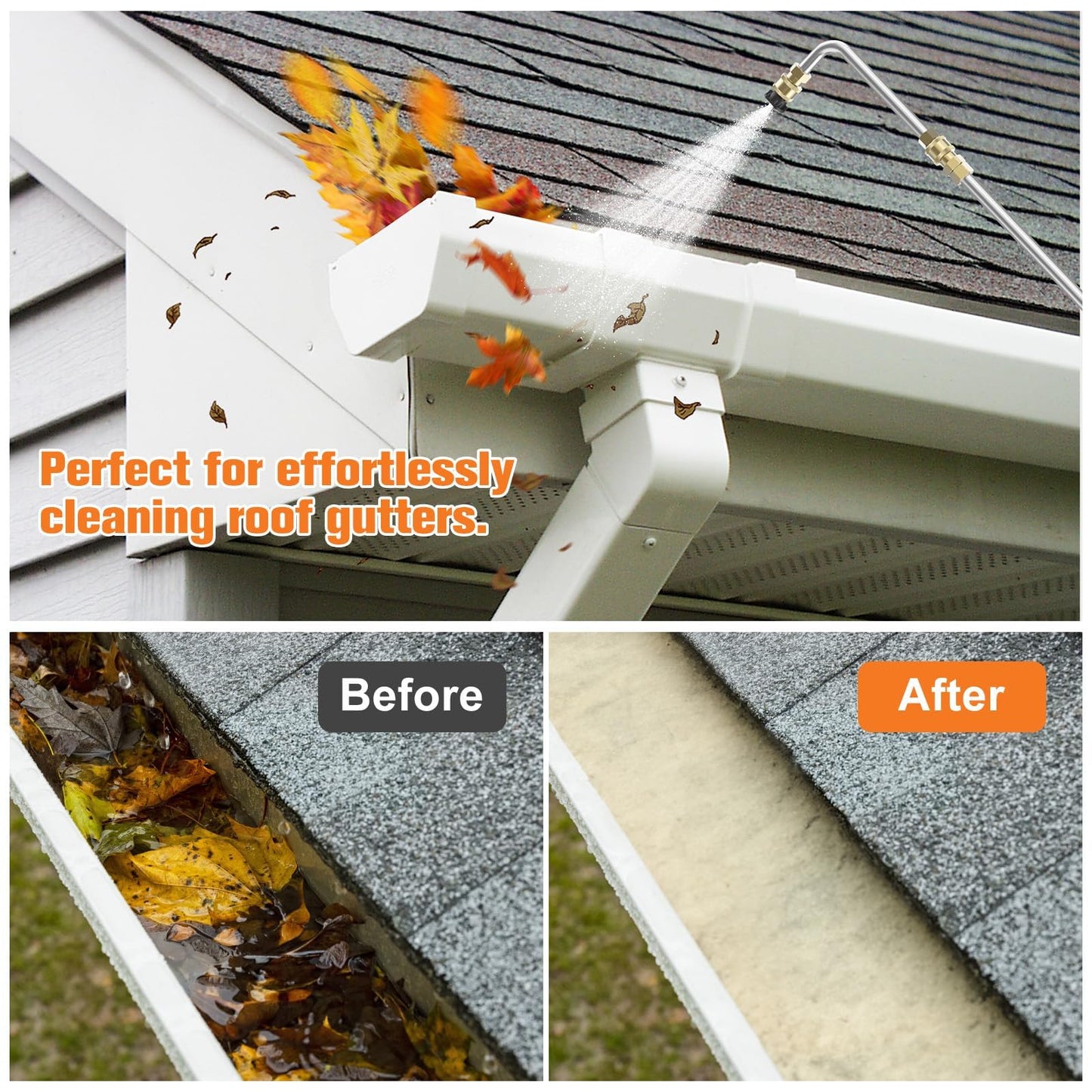 Sealegend 8FT Pressure Washer Extension Wand for Gutter Cleaning, Upgrade Power Washer Accessories with 6 Spray Nozzle Tips, 3 Gutter Cleaner Attachments Curved Rod, 1/4" Quick Connect, 4000 PSI