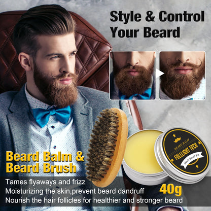 Fathers Day Dad Gifts,Beard Kit for Men Grooming & Care W/3 Pack Beard Oil, Wash, Balm, Comb, Brush, Scissors,Anniversary Birthday Gifts Ideas for Husband Him Boyfriend Men Christmas Stocking Stuffers