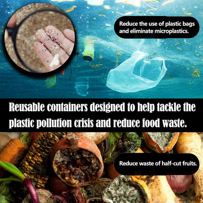 SOOPLEU Avocado Saver and Tomato Holder - Set of 4 Reusable Storage Containers for Fridge - Ideal for Garlic, Onions, Lemons, and Potatoes