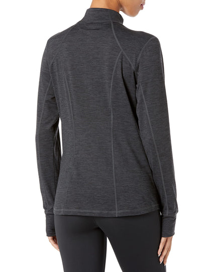 Amazon Essentials Women's Brushed Tech Stretch Full-Zip Jacket-Discontinued Colors, Black Space Dye, Medium