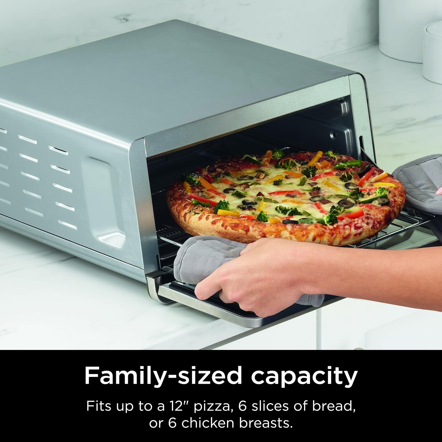 Ninja Flip Toaster Oven&Air Fryer, 8-in-1 Functionality, Flip Up&Away Capability for Storage Space, LargeCapacity, Air Fry Basket, SheetPan, Wire Rack&Removable Crumb Tray, Stainless,1800 watts, SP151