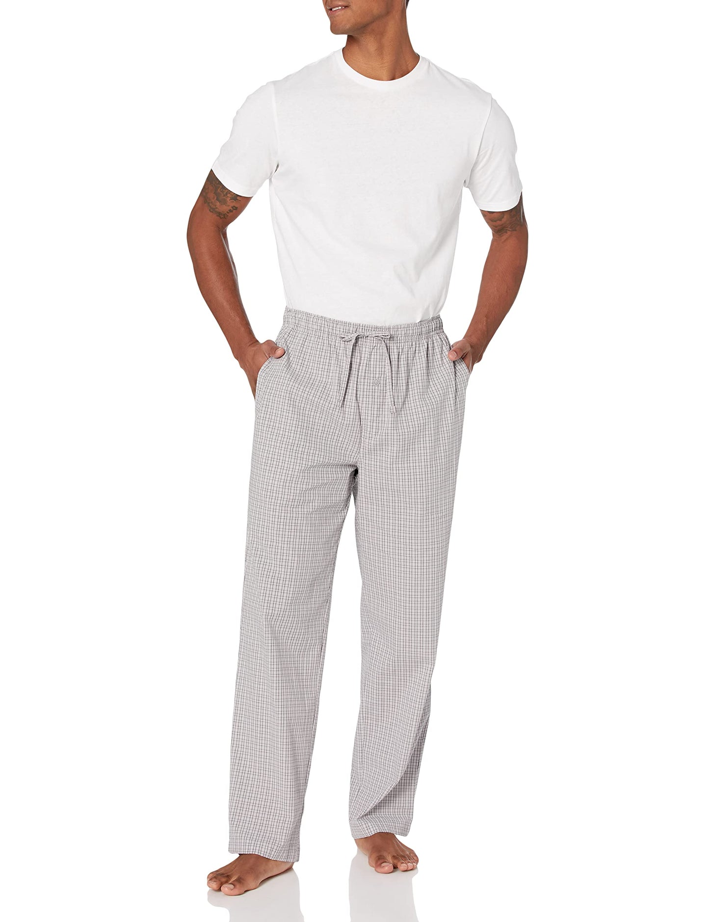 Amazon Essentials Men's Straight-Fit Woven Pajama Pant, Grey Plaid, X-Large