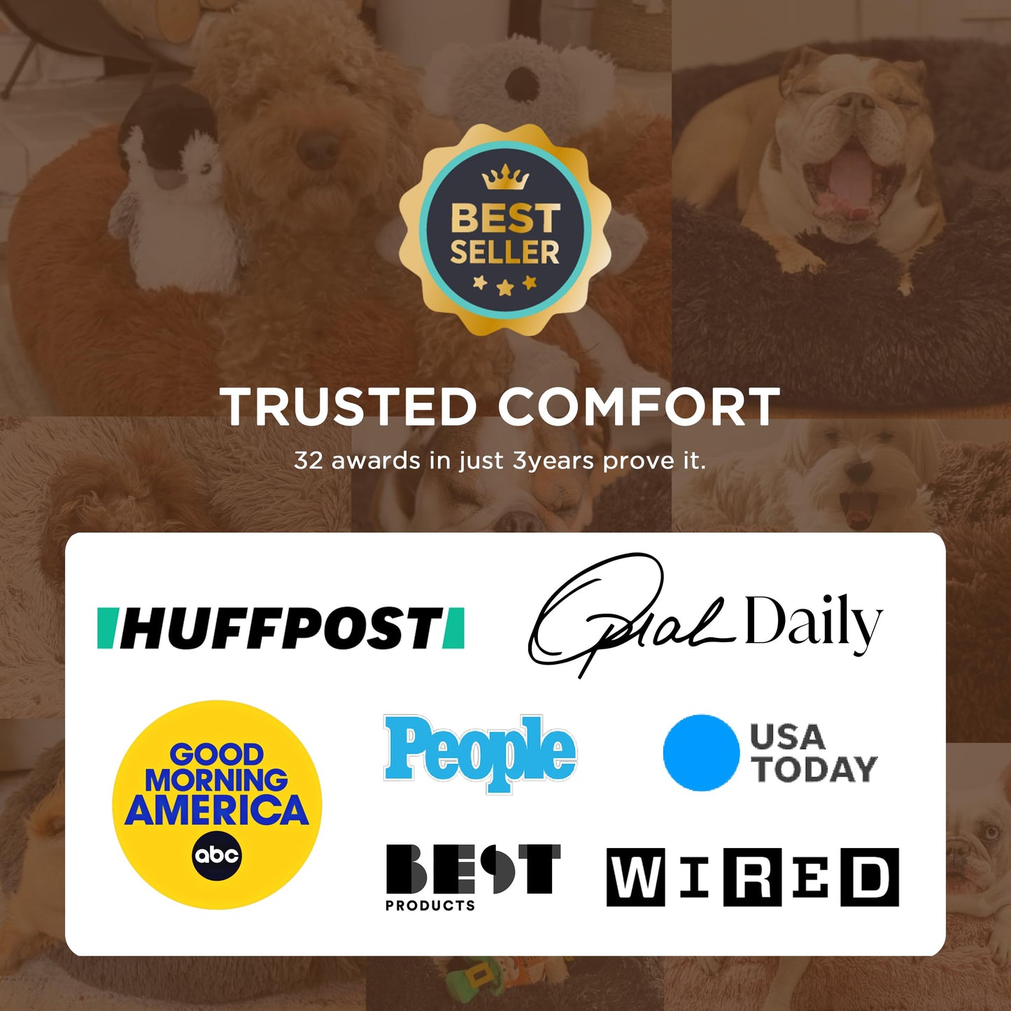 Bedsure Calming Dog Bed Medium Size Dog - Donut Washable Medium Pet Bed, 30 inches Anti-Slip Round Fluffy Plush Faux Fur Cat Bed, Fits up to 45 lbs Pets, Camel