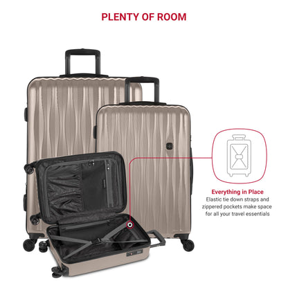 SwissGear 7272 Energie Expandable Hardside Luggage with Spinner Wheels and TSA Lock, Light Gold, 3-Piece Set (19/24/27)