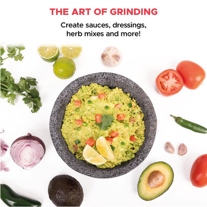 Molcajete 6 in Mexican, Handmade with Natural Volcanic Stone, Artisanal Kitchen Utensil for Grinding with Pores for Crushing, Specially Designed for Grinding Spices, Sauces, and Guacamole