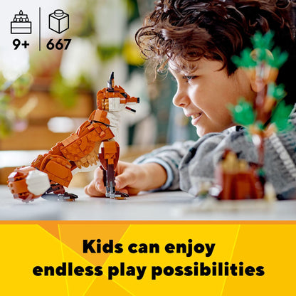 LEGO Creator 3 in 1 Forest Animals Red Fox Toys - Building Toys for Kids, Boys & Girls, Ages 9+ - Animal Figurine W/ 3 Building Options into Fox, Owl, or Squirrel - 31154